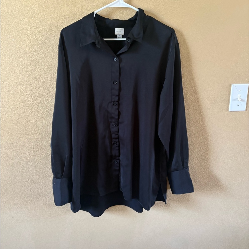 a new day Black Button Down Shirt